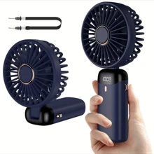 1pc Compact Handheld Fan - USB Rechargeable, 5-Speed, Foldable Design With LED Display - Ideal For Office, Outdoor Travel, & Back To School - Multicolor - View 7