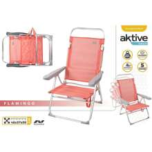 Silla playa plegable aluminio 5 posiciones Flamingo 48X57X99 cm con asa. ✅ Entrega 24/48h a España (península) - Mesas y Sillas de Playa - Camping - Muebles Para El Aire Libre - Color Baby - Ref. 62630 - Ver 2