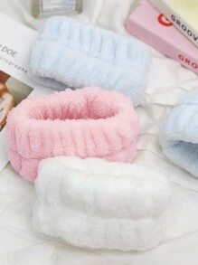 1pc Washable Facial Headband + 2pcs Braided Wristband Set (1 Headband + 2 Wristbands) Or (2 Wristbands) Home Bathroom Decor - Blue - View 3