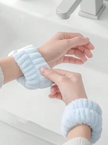1pc Washable Facial Headband + 2pcs Braided Wristband Set (1 Headband + 2 Wristbands) Or (2 Wristbands) Home Bathroom Decor - Blue - View 9