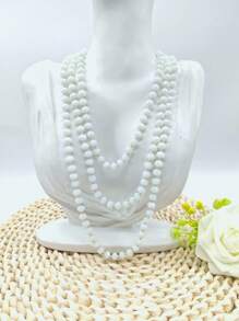 1pc 1.5m Long Crystal Beads Knotted Multi-Layer Simple Daily Wear Necklace For Women