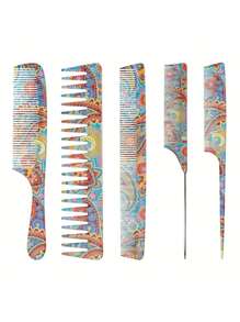 5pcs Anti-Static Hair Brush Set, Household Styling Comb For Long Straight & Curly Hair - Multicolor - View 10
