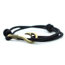 Vintage Fish Hook Man Bracelets Accessories Male Double Layer Lucky Bracelet Braided Bracelet Adjustable Gift For Him ﻿ ﻿
