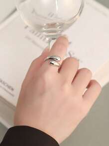 2 piezas Anillos ajustables de acero inoxidable en forma de gota de agua brillante para mujer con extremo abierto.