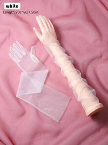 Bridal Accessories - 1 Pair Of Long, Transparent, Thin Elbow-Length Gloves With Fingers For Women's Wedding, Dance Parties, And Events Christmas Fall Clothes For Women Valentine's Day Accessories - Gloves - View 17