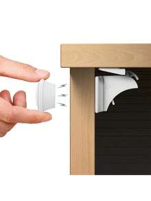 Babyproof Magnetic Cabinet Locks - Keep Your Little Ones With Adhesive Easy Installation & Key Holders - White - View 1