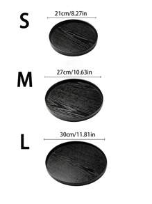 1pc Black Wooden Rectangular/Circular Tray For Home Use In Serving Desserts, Coffee, Tea, Fruits, Sushi, Steak, Bread, Snacks; Clear Texture For Displaying Glasses - Black - View 12