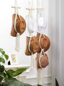 1 pièce/1 set Porte-chapeau en bois macramé, étagère murale tissée pour ranger les chapeaux, organisateur de chapeau fait main, étagère suspendue pour casquettes de cowboy, pour dortoir, étude, derrière la porte, rangement de casquettes de baseball, support à chapeaux bohème pour la maison, chambre à coucher, salle de bain, salon, bureau, décoration de maison, cadeau pour la Saint-Valentin, la Fête des Mères, Pâques, la Fête des Enseignants, le Nouvel An, la remise des diplômes, le printemps, l'été, les festivals, révélation du sexe, anniversaires, mariages, fêtes, le cadeau parfait pour les collègues, les amis et la famille, la rentrée scolaire