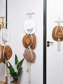 1 pièce/1 set Porte-chapeau en bois macramé, étagère murale tissée pour ranger les chapeaux, organisateur de chapeau fait main, étagère suspendue pour casquettes de cowboy, pour dortoir, étude, derrière la porte, rangement de casquettes de baseball, support à chapeaux bohème pour la maison, chambre à coucher, salle de bain, salon, bureau, décoration de maison, cadeau pour la Saint-Valentin, la Fête des Mères, Pâques, la Fête des Enseignants, le Nouvel An, la remise des diplômes, le printemps, l'été, les festivals, révélation du sexe, anniversaires, mariages, fêtes, le cadeau parfait pour les collègues, les amis et la famille, la rentrée scolaire