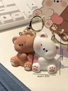 1pc Cute Cartoon Bear Heart Magnetic Keychain Pendant Gift Stuffed Doll Small Present - Multicolor - View 3