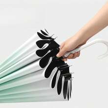 Sombrilla antisol recta de plástico negro de 16 costillas con mango curvo, adecuada para clima justo o lluvia, mango largo - Multicolor - Ver 6