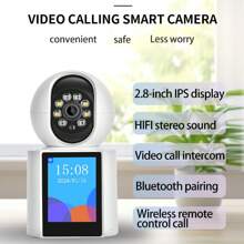 Reletech Cámara de seguridad interior de 3MP, cámara de video bidireccional con pantalla de 2,8 pulgadas, cámara para mascotas, cámara para perros, cámara de vigilabebés doméstica, cámara de seguridad inalámbrica HD 1080P 360° con detección de movimiento para niño/anciano/mascota - Blanco - Ver 3