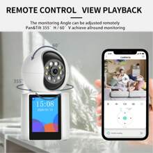 Reletech Cámara de seguridad interior de 3MP, cámara de video bidireccional con pantalla de 2,8 pulgadas, cámara para mascotas, cámara para perros, cámara de vigilabebés doméstica, cámara de seguridad inalámbrica HD 1080P 360° con detección de movimiento para niño/anciano/mascota - Blanco - Ver 10