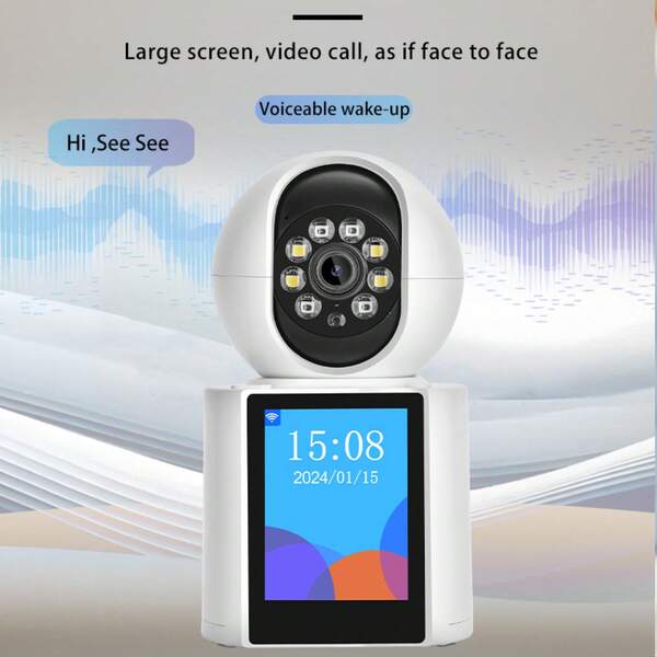 Reletech كاميرا مراقبة داخلية 3 ميجابكسل، كاميرا فيديو ذات اتجاهين للمحادثات و شاشة 2.8 بوصة، كاميرا للحيوانات الأليفة، كلب كاميرا، كاميرا المنزل الداخلية للمربية، كاميرا مراقبة لاسلكية بدقة عالية 1080بكسل وزاوية رؤية 360 درجة، كشف الحركة للأطفال/ كبار السن /الحيوانات الأليفة