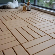 1/10入組塑料拼裝地板，DIY臥室客廳陽台露台游泳池室外花園地板，榻榻米木紋裝飾