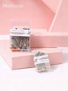 100 Stück bunte Glasknopf-Perlnadeln-Starker Halt gerade Nadeln in einer Box für Kleidung und Kopftuch, modische Broschen