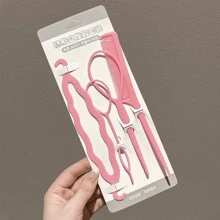 4pcs/Set Kids Morandi Color Hair Braiding Tools Set, Including Styling Board, Comb, Hook And Hair Bun Maker