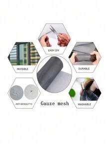 1 pieza Pantalla de malla contra mosquitos y insectos para puerta y ventana de verano para interior, red antimosquitos DIY para decoración del dormitorio del hogar - Negro - Ver 8