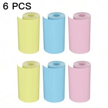 6/12捲彩印紙熱敏紙57毫米寬彩色連續紙，適用於便攜式高清相片印表機和57毫米迷你相片印表機紙張，提供即時便捷相片印刷 - 多色 - 查看 6