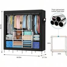 170*170 Closet Armable Ropero Rack Guardaropa Recamara Organizacion - Negro - Ver 3