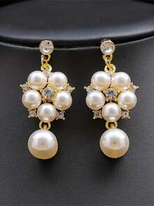 3 件耳环和项链优雅珠宝套装精致花朵设计镶嵌水钻仿珍珠镀金适合婚礼晚宴派对搭配女孩女士日常服装节日礼物情人节、妈妈、母亲、母亲节、礼物 - 白色 - 查看 5