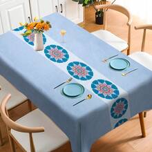 Khăn trải bàn Khăn trải bàn PVC Tấm bảo vệ bàn hình chữ nhật Khăn trải bàn chống nước Khăn trải bàn có thể lau được Khăn trải bàn chống trượt Khăn trải bàn chống vết bẩn 55 * 86,6 inch - Màu xanh lam - Xem 8