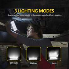 1 Rechargeable LED Work Light, Magnetic Outdoor Light For Garage, Portable LED Light For Car, Rechargeable LED Work Light With Magnetic Base And Hanging - Black - View 7