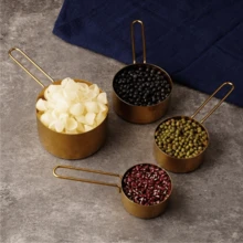 Set Of 8 Stainless Steel Measuring Cups And Spoons Set, Stackable Measuring Cup And Measuring Spoon Kitchen Cooking Baking Utensils With Measurement For Dry And Liquid Ingredients, Gold - Gold - View 6