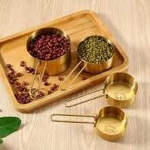 Set Of 8 Stainless Steel Measuring Cups And Spoons Set, Stackable Measuring Cup And Measuring Spoon Kitchen Cooking Baking Utensils With Measurement For Dry And Liquid Ingredients, Gold - Gold - View 9