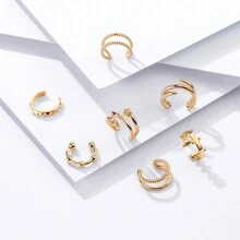 7件套C形合金扭星夹式耳环套装，无需耳洞 - 耳夾套裝 - 查看 8