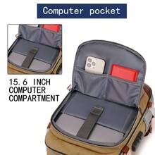 CsaxeKecna 男士旅行背包，航空公司批准的随身背包和鞋隔层，15.6 英寸笔记本电脑背包，适合飞行、徒步旅行和休闲日用包，适合女性父亲节礼物，夏季学院包，背包，登机包，居家度假，工作度假实用大容量帆布个性化礼物，男士男朋友爸爸丈夫书包 - 卡其色 - 查看 7