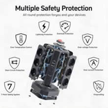 歐規塔型帶開關及過壓保護電源條，1.8m延長線，PD 20W快速充電（4000W 16A），3層12個AC插座及2個USB-A埠和2個USB-C埠。 - 查看 5