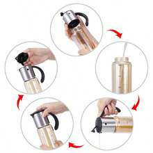 Chai đựng dầu ô liu lớn Chai đựng dầu ăn nhà bếp Hộp đựng dầu lật tự động-Thép không gỉ chống rò rỉ giấm thủy tinh (Bộ 10oz và 17 Oz) - Thép không gỉ - Xem 5