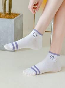 1/5 Pares de Meias Curtas Femininas, Meias Barco, Meias Invisíveis, Meias Ped de Corte Baixo, Meias Brancas, Meias Curtas, Meias Femininas, Meias Tornozelo, Meias Tripulação, Meias Fofas, Meias para Meninas, Estilo Pastoral Doce Respirável e Macia, Estilo Universitário, Esportes e Lazer, Meias Invisíveis Sazonais, Meias Curtas, Cores Aleatórias