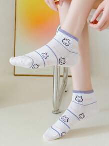 1/5 Pares de Meias Curtas Femininas, Meias Barco, Meias Invisíveis, Meias Ped de Corte Baixo, Meias Brancas, Meias Curtas, Meias Femininas, Meias Tornozelo, Meias Tripulação, Meias Fofas, Meias para Meninas, Estilo Pastoral Doce Respirável e Macia, Estilo Universitário, Esportes e Lazer, Meias Invisíveis Sazonais, Meias Curtas, Cores Aleatórias