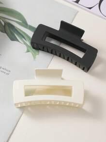 4 Pcs Solid Color Retro Classic Fashion Simple Rectangular Large Hair Clips