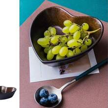 Creative Heart Shaped Ceramic Bowl, Dish, Plate For Salad, Fruits, And Snacks - Multicolor Heart Salad Bowl - View 6