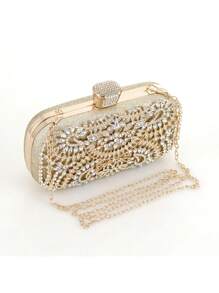 Brillo Centelleante, Glamoroso Brillante, Elegante, Exquisito Bolso De Mano De Noche Para Mujeres, Bolso Embrague Dorado Para Bodas, Bolso De Fiesta Pequeño Con Mango De Metal, Bolso Perfecto Para La Novia Para Bodas, Proms Y Cenas De Fiesta, Bolso De Noche Para Chicas Y Mujeres En Fiestas, Perfecto Para Fiestas, Bodas, Graduaciones, Cenas / Banquetes, El Mejor Regalo Para Mujeres - Dorado - Ver 2