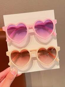 2/3/4件装 女孩可爱爱心儿童时尚眼镜，情人节好礼，仅展示卡片，不含运费 - 彩色 - 查看 9