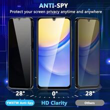 2 片装屏幕保护膜适用于三星 Galaxy A16/A26/A36/A56/A15/A25/A05s/A05/A14/A24/A34/A54/A04e/A04/A04s/A13/A23/A03/A13/A14/4G/5G，高清钢化玻璃，9H 硬度，适合手机壳，超耐防水防震防摔防刮防指纹全覆盖 - 黑色 - 查看 2