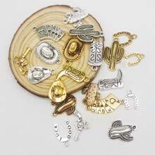 30PCS Western Cowboy Charms Pendants Hat Cactus Cowboy Boot Charms Antique Gold Silver Mixed For Bracelet Earrings Necklace Jewelry Making