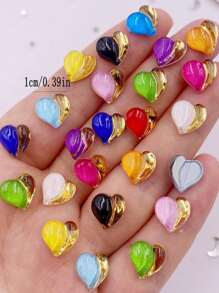 30 pezzi Accessori misti in resina Kawaii, cristalli colorati da 10 mm a forma di cuore di Phnom Penh, strass piatti per DIY, decorazioni per matrimoni, scrapbooking, unghie, gioielli, artigianato, per l'estate e la scuola