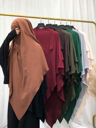 1 pezzo Sciarpa per la testa da donna, hijab di colore solido ed elegante, morbido, adatto per uscire, viaggiare, partecipare a feste, per il culto, Europa, America, Arabia Saudita, Dubai, fascia per capelli da donna, abaya da donna, velo