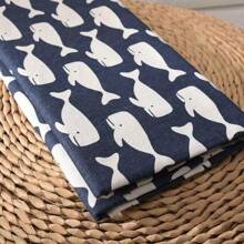 1Pc Linen Blend Fabric Floral Printed Decorative Fabric For DIY Projects And Tablecloth Making Color Whale - Multicolor - View 4