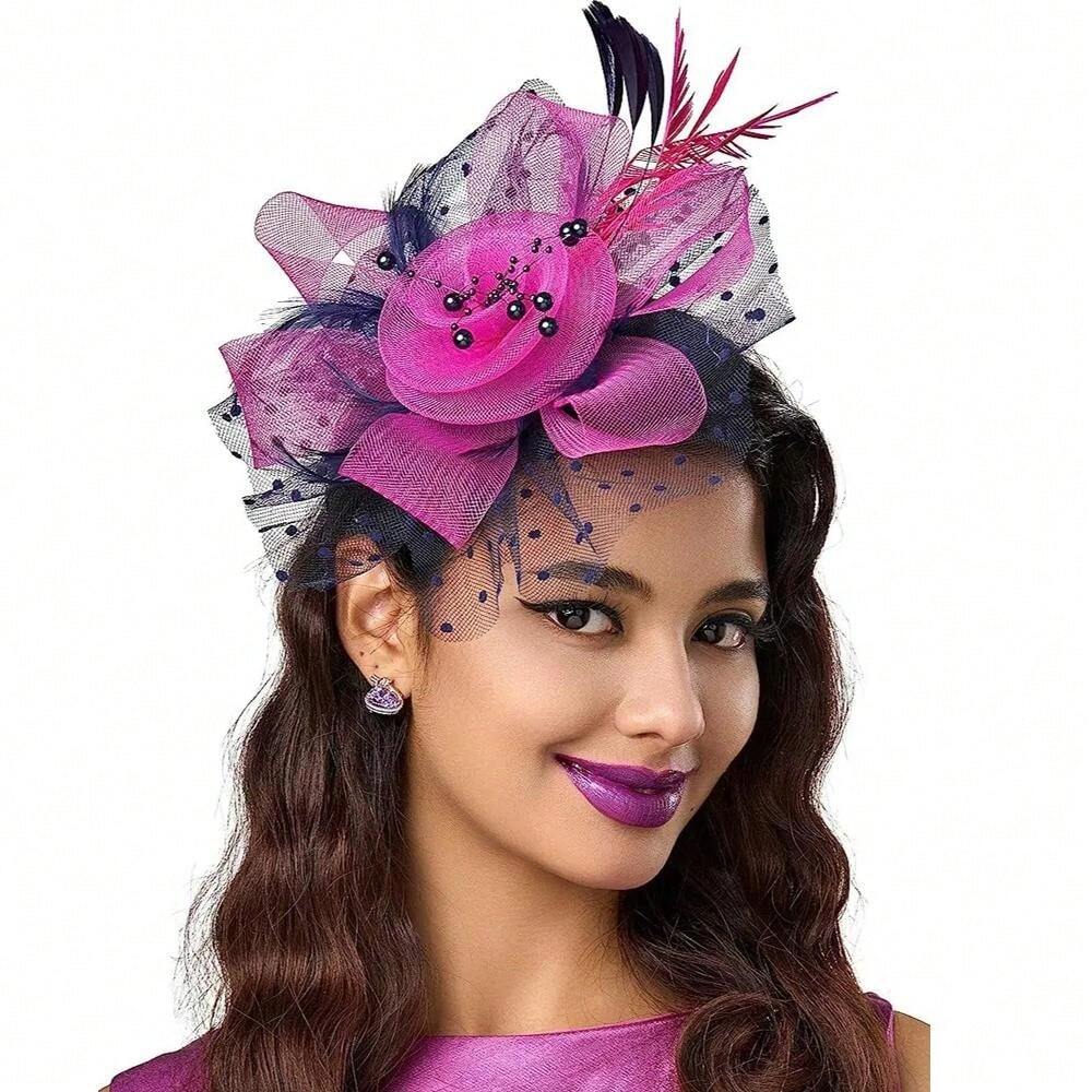 1 Stück eleganter Fascinator für Mädchen, Blumen Mesh Perle Kentucky ...