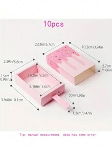 10 hộp đựng kem kẹo nhiều màu sắc, thiết kế que kem 3D, bao bì quà tặng tiệc, hộp đựng đồ ngọt vui nhộn cho bánh quy, kem và kẹo tự làm, vật dụng tiệc cưới (màu hồng và xanh) - Nhiều màu - Xem 2