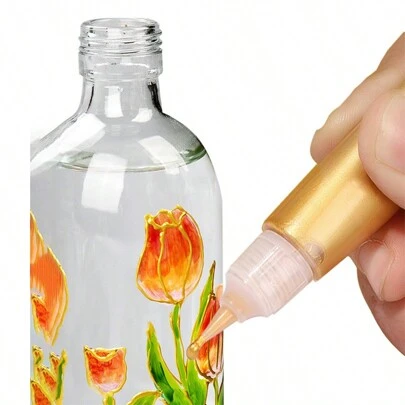 2pcs Glass Drawing Pen Set With Waterproof Paint For DIY 3D Outline Drawing Back To School,Mother's Day,Mom's Gift