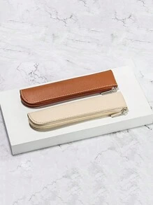 1 Stück einfarbiger 20x4cm Federmäppchen Schutzhülle aus PU-Leder, Reißverschluss Stifteetui Halter für Schüler, Schul- und Büromaterial, einfache Stiftehülle aus PU-Leder, mini kleine Stifteetui mit Reißverschluss, Federmappe für Schulbedarf, Schulanfang, Schulmaterial, Federtasche, Stifteetui, Schultasche