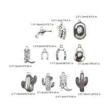 30PCS Western Cowboy Charms Pendants Hat Cactus Cowboy Boot Charms Antique Gold Silver Mixed For Bracelet Earrings Necklace Jewelry Making