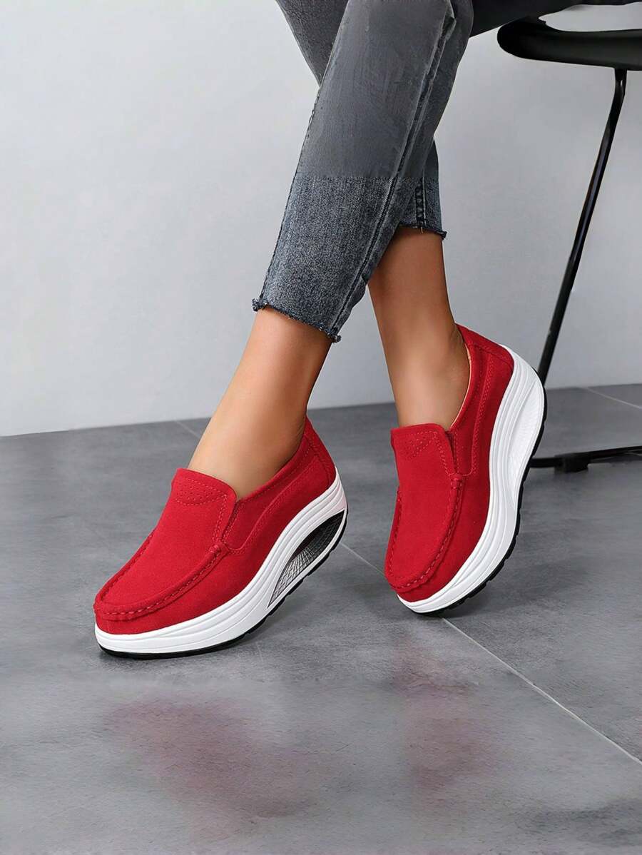 2024 Spring New Arrival Women's Casual Loafers Platform Rocking Shoes Slip-On Sneakers - Red - View 1
